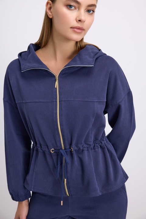 Kadın Kapüşonlu Fermuarlı Sweatshirt ve Pantolon Takımı Anıl 11605 - Parlement