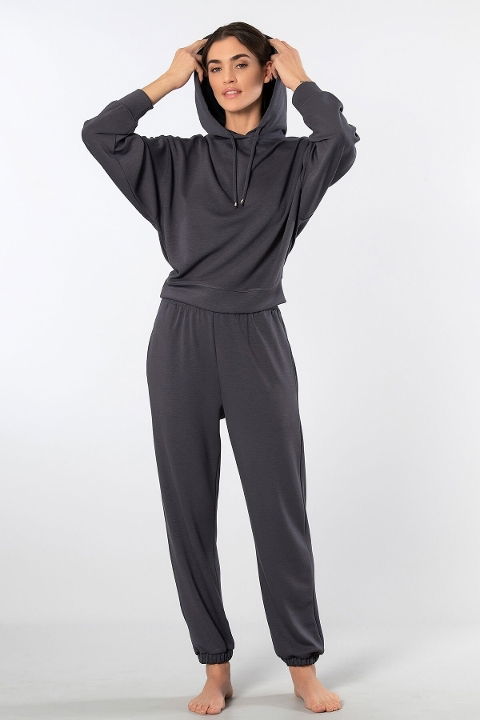 Kapüşonlu Viskon Elastan Jogger Eşofman Takımı Türen 3609