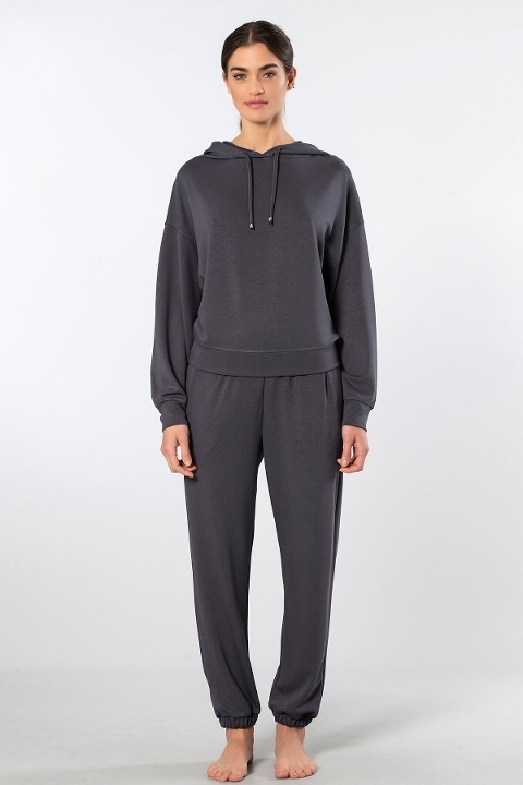 Kapüşonlu Viskon Elastan Jogger Eşofman Takımı Türen 3609 - Antrasit