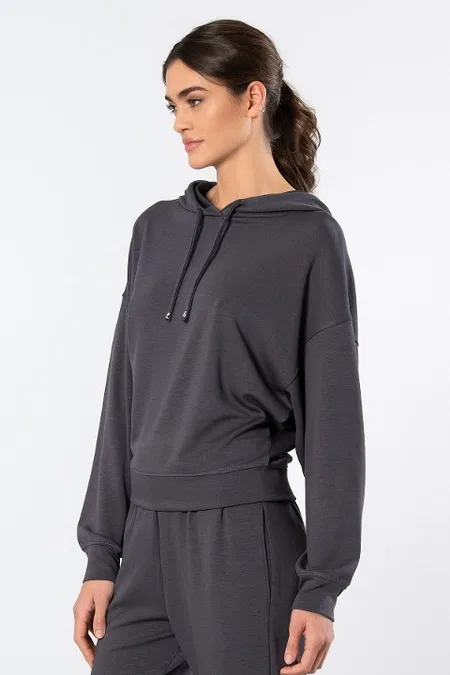 Viskon, Polyester ve Elastan Karışımı Kapüşonlu Sweatshirt Türen 3612 - Antrasit