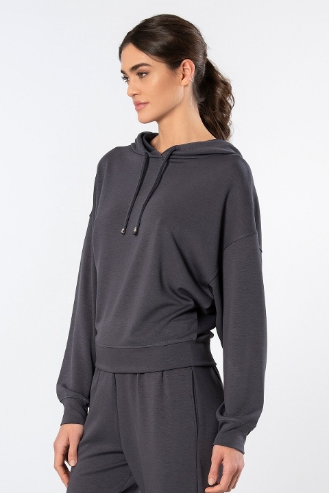 Viskon, Polyester ve Elastan Karışımı Kapüşonlu Sweatshirt Türen 3612 - Antrasit