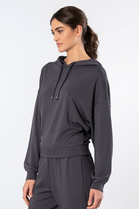 Viskon, Polyester ve Elastan Karışımı Kapüşonlu Sweatshirt Türen 3612 - 2