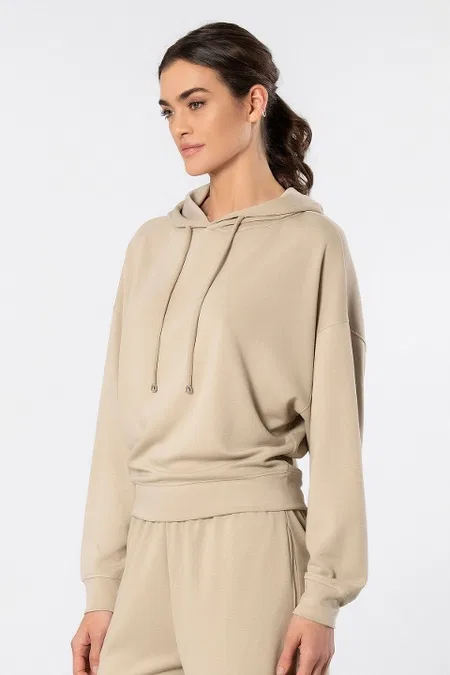 Viskon Polyester Elastan Kapüşonlu Sweatshirt Türen 3612 - Bej