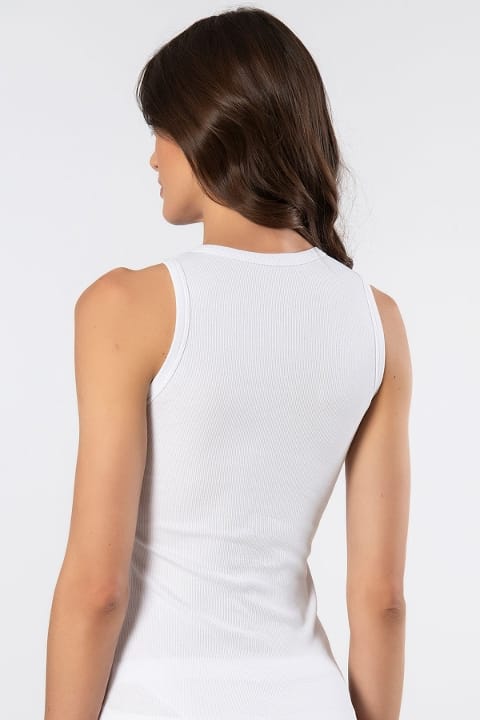 Pamuklu Elastan Kolsuz Kadın Atlet Türen 3407 - Beyaz