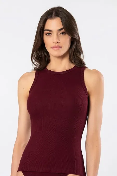 Pamuklu Esnek Kolsuz Atlet Türen 3407 - Bordo
