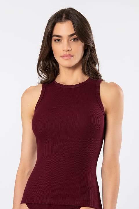 Pamuklu Esnek Kolsuz Atlet Türen 3407 - Bordo