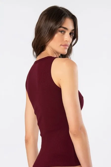 Pamuklu Esnek Kolsuz Atlet Türen 3407 - Bordo