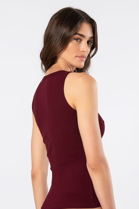 Pamuklu Esnek Kolsuz Atlet Türen 3407 - Bordo