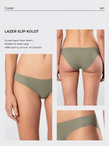 Yüksek Bel Pamuklu Bikini Kadın Külot Türen 907 - Yeşil