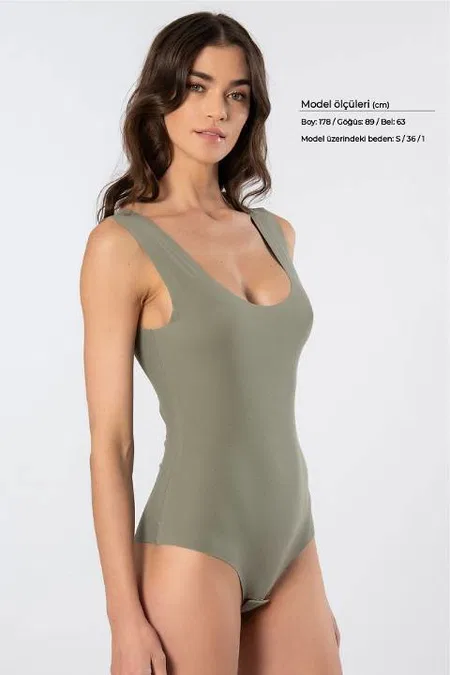 Pamuklu Lazer Kesim Çıtçıtlı Body Türen 905 - Yeşil