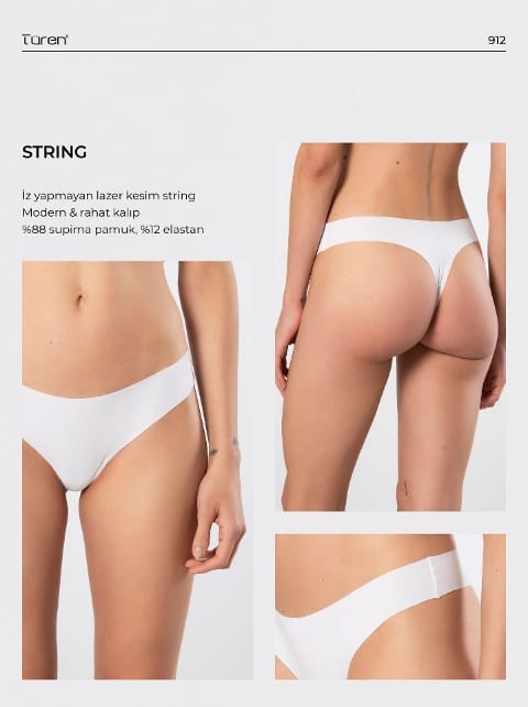 Yüksek Bel Lazer Kesim Pamuklu Kadın Külot Türen 912 - Beyaz