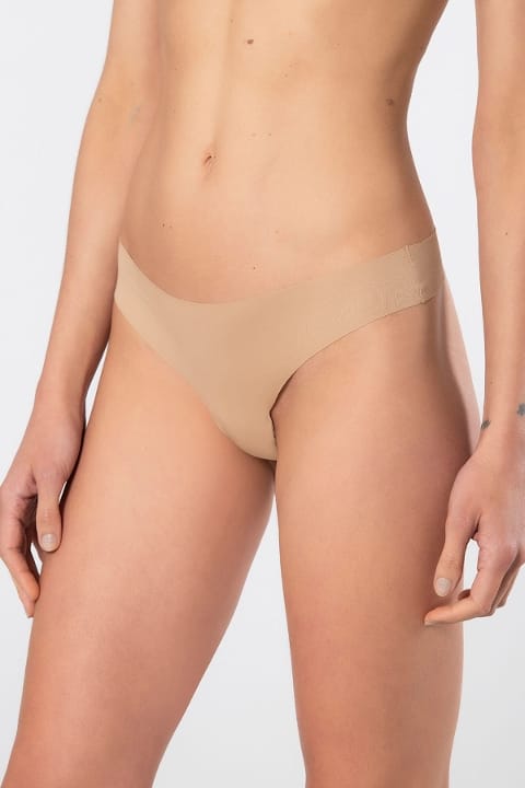 Yüksek Bel Lazer Kesim Pamuklu String Kadın Külot Türen 912 - Vizon