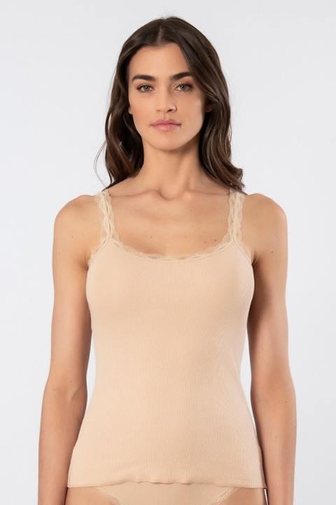 Yüksek Pamuklu İp Askılı Kadın Atlet Türen 926 - Ten