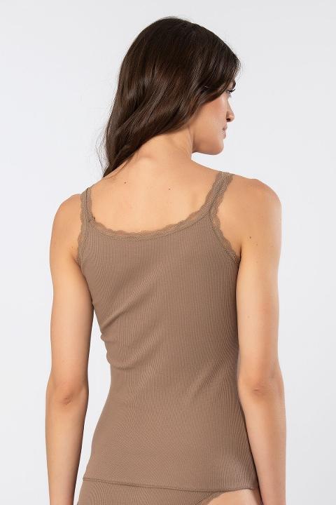 Dantelli İp Askılı Kadın Atlet Pamuklu Türen 926 - Vizon