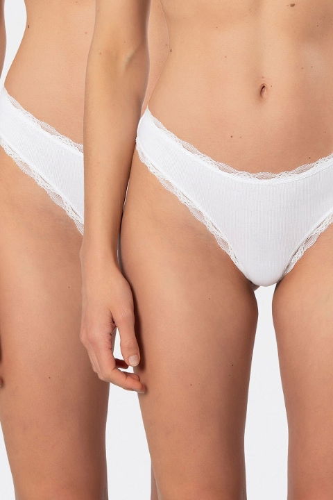 Likralı Ribana Dantelli Yüksek Bel Kadın String Türen 927