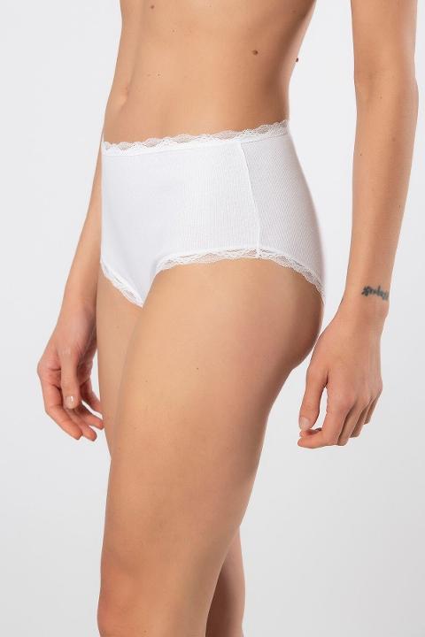 Yüksek Bel Dantelli Pamuklu Külot Türen 929 - Beyaz