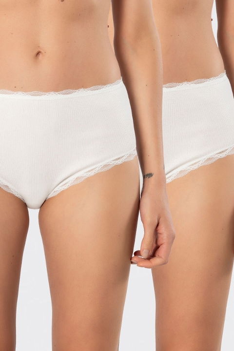 Yüksek Bel Pamuklu Dantelli Kadın Külot 2li Türen 929