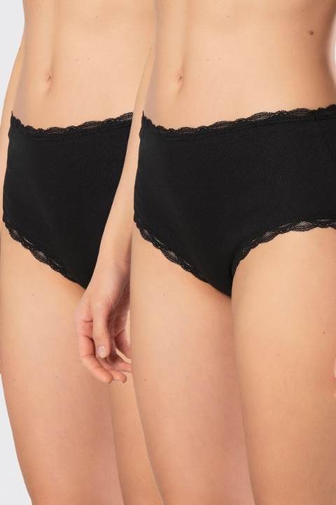 Ribana Dantelli Yüksek Bel Kadın Külot Somon Türen 929 - Siyah
