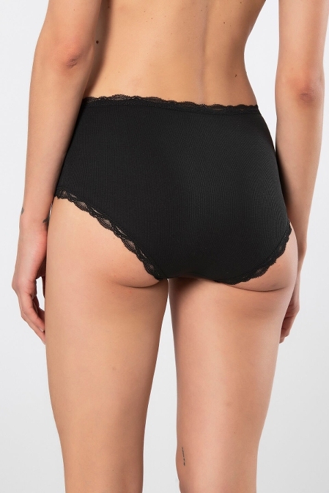 Ribana Dantelli Yüksek Bel Kadın Külot Somon Türen 929 - Siyah