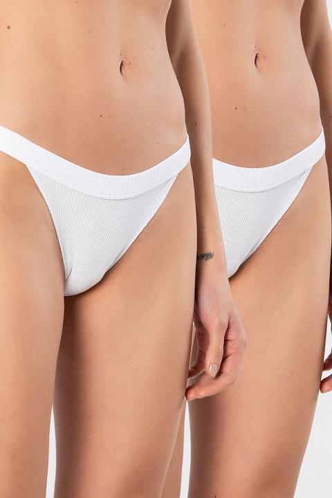 Yüksek Bel Pamuklu Likralı Kadın Külot  Türen 931 - Beyaz