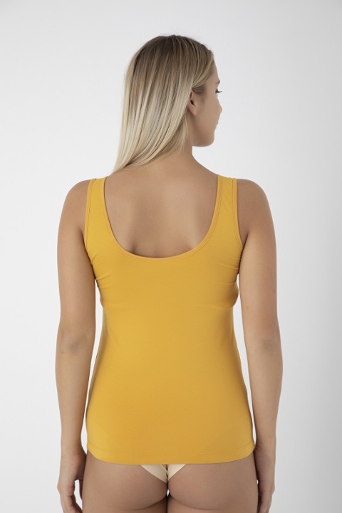 Dantelli Kalın Askılı Atlet Kadın Öztaş 20004 - Hardal