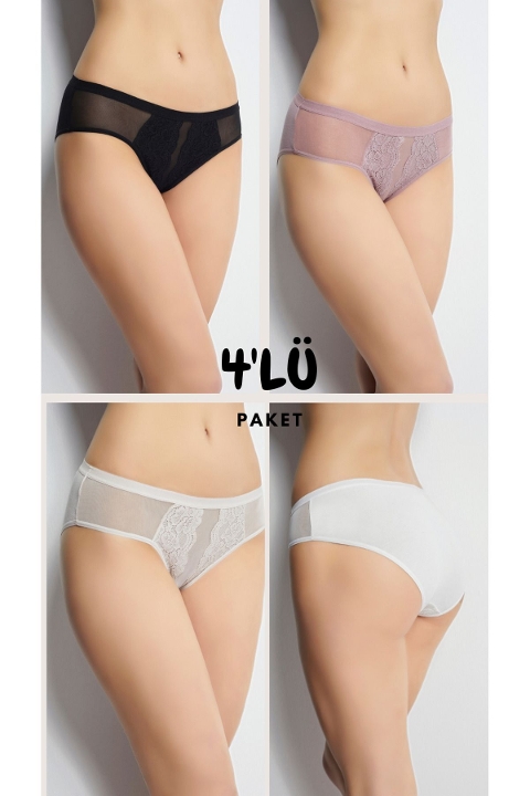 Pamuklu Esnek Yüksek Bel Külot 4 Lü Paket Confeo 804-509