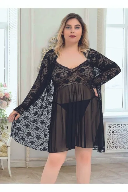 Kadın Siyah Tül Detaylı Tek Parça Body Nathalie 4006 - Siyah