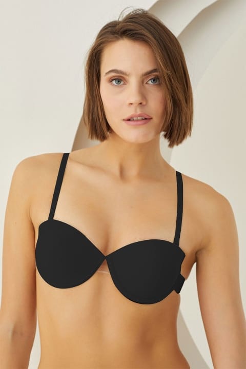 Dantel Detaylı Straplez Sütyen NBB 30017 - Siyah