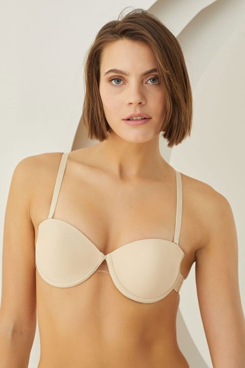 Dantel Detaylı Straplez Sütyen NBB 30017 - Ten