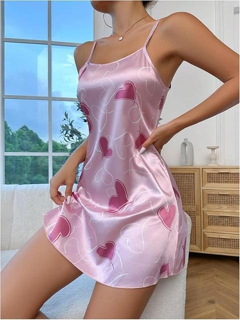 Kalpli İnce Askılı Leopar Desenli Saten Body Ruselin 2217 - Pembe