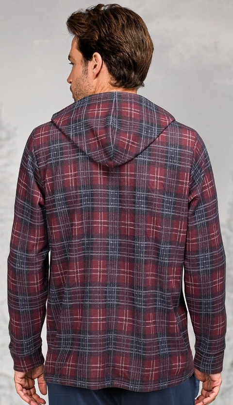 Kapüşonlu Uzun Kollu Cepli Erkek Gömlek Pamuklu Doreanse 4616 - 2