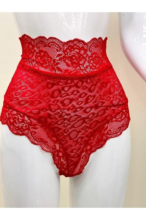 Kırmızı Dantelli Yüksek Bel Body Sistina 1011 - 2