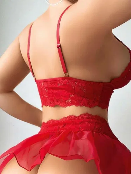 Lily Bianca Kırmızı Tül Etekli Fantezi Dantelli Jartiyer Takım Lily Bianca 227 - Görsel 4