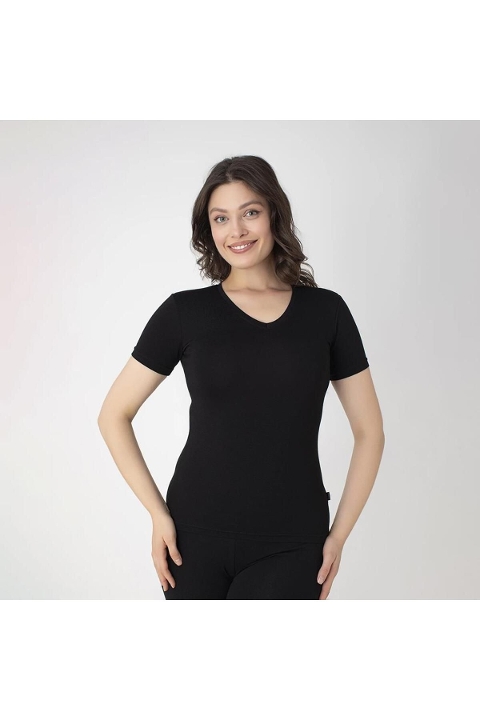 Pamuklu Nefes Alabilen Kısa Kollu T-Shirt Confeo 801 - Siyah