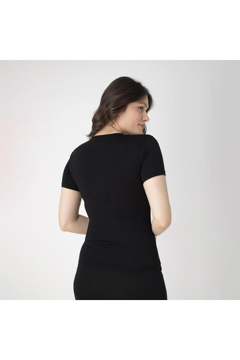 Pamuklu Nefes Alabilen Kısa Kollu T-Shirt Confeo 801 - Siyah