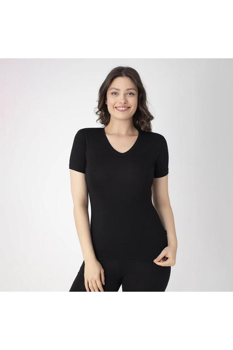 Pamuklu Nefes Alabilen Kısa Kollu T-Shirt Confeo 801 - Siyah