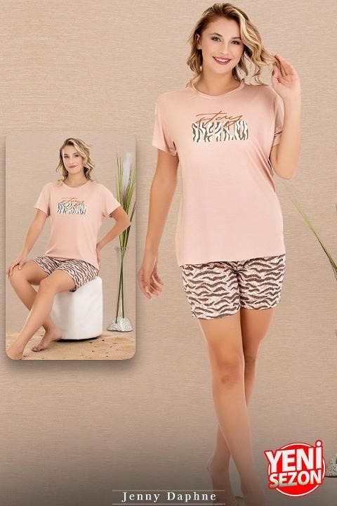 Zebra Desenli Şortlu Kadın Pijama Takımı Lady 7730