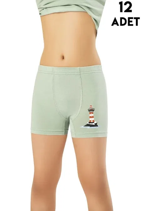 Pamuklu Rahat Kesim Baskılı Erkek Çocuk Boxer Kota 1027 - Asorti