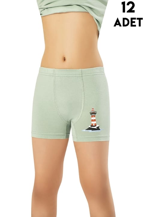 Pamuklu Rahat Kesim Baskılı Erkek Çocuk Boxer Kota 1027 - Asorti