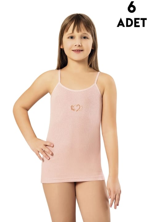 Kabartma Baskılı Yumuşak Pamuklu Kız Çocuk Atlet Kota 3650