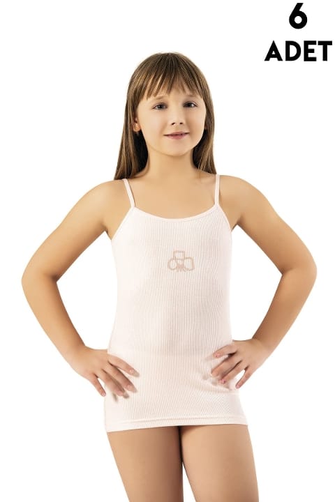 Kabartma Baskılı Yumuşak Pamuklu Kız Çocuk Atlet Kota 3650 - Asorti