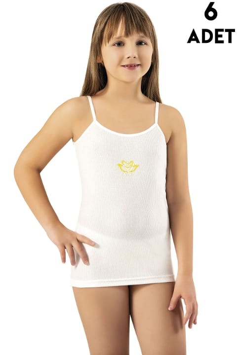 Kabartma Baskılı Yumuşak Pamuklu Kız Çocuk Atlet Kota 3650 - Asorti
