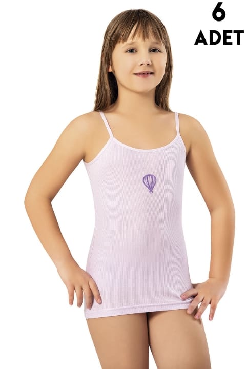 Kabartma Baskılı Yumuşak Pamuklu Kız Çocuk Atlet Kota 3650 - Asorti