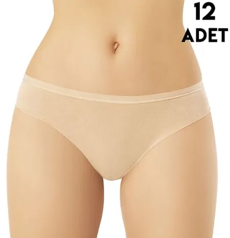 Dikişsiz Yüksek Bel Bikini Külot 12'li Kota 5027 - Ten