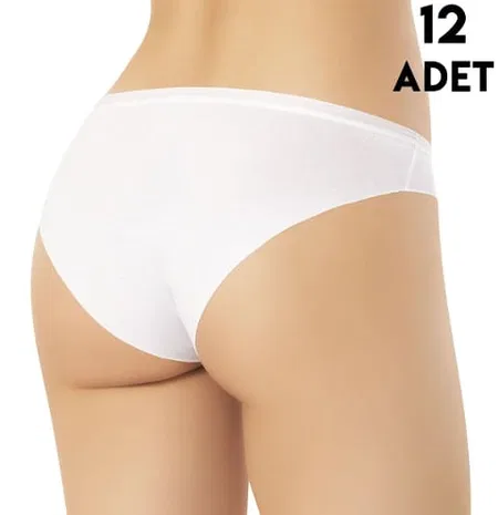 Dikişsiz Yüksek Bel Bikini Külot 12'li Kota 5027 - Beyaz