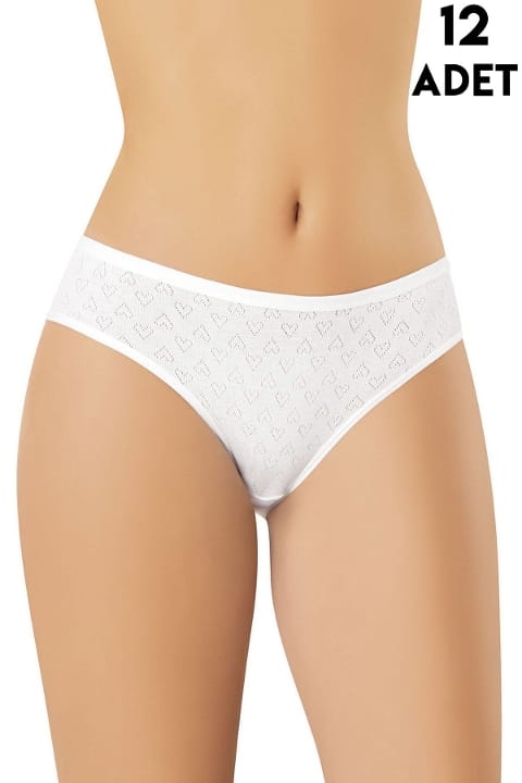 Yüksek Bel Destekli Ribana Kadın Bikini Külot Kota 5031 - Beyaz