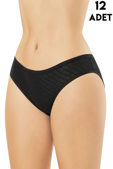 Yüksek Bel Destekli Ribana Kadın Bikini Külot Kota 5031 - Siyah