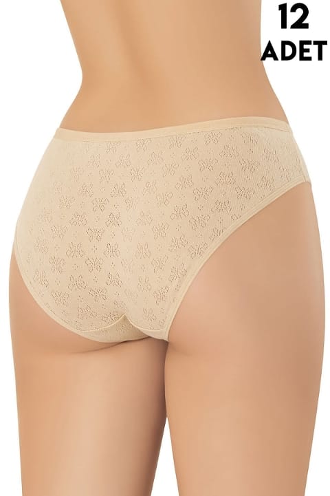 Yüksek Bel Destekli Ribana Kadın Bikini Külot Kota 5031 - Ten