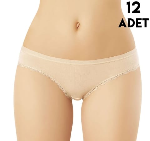 Tırnak Dantelli Yüksek Bel Bikini Külot Kota 5101 - Ten