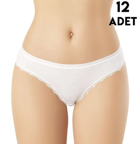 Tırnak Dantelli Yüksek Bel Bikini Külot Kota 5101 - Beyaz